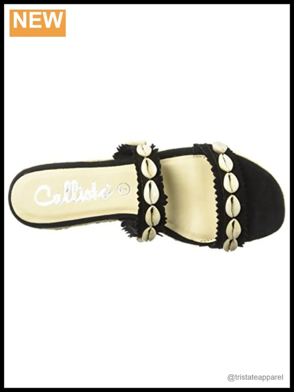 Platform Espadrille Sandals with Shell & Rhinestone Embellishments